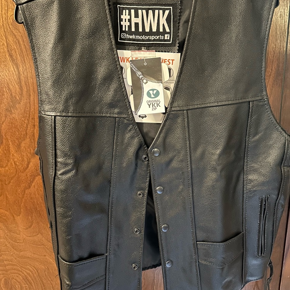 Black Leather Motorcycle Vest